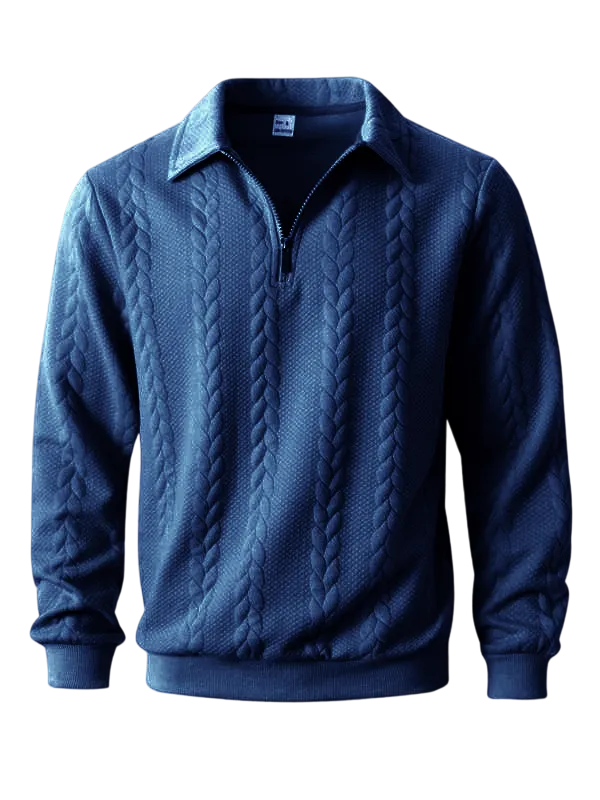 Men's Fall Winter Outfits Knitted Polo Neck Long Sleeve Sweatshirt for Daliy Wear