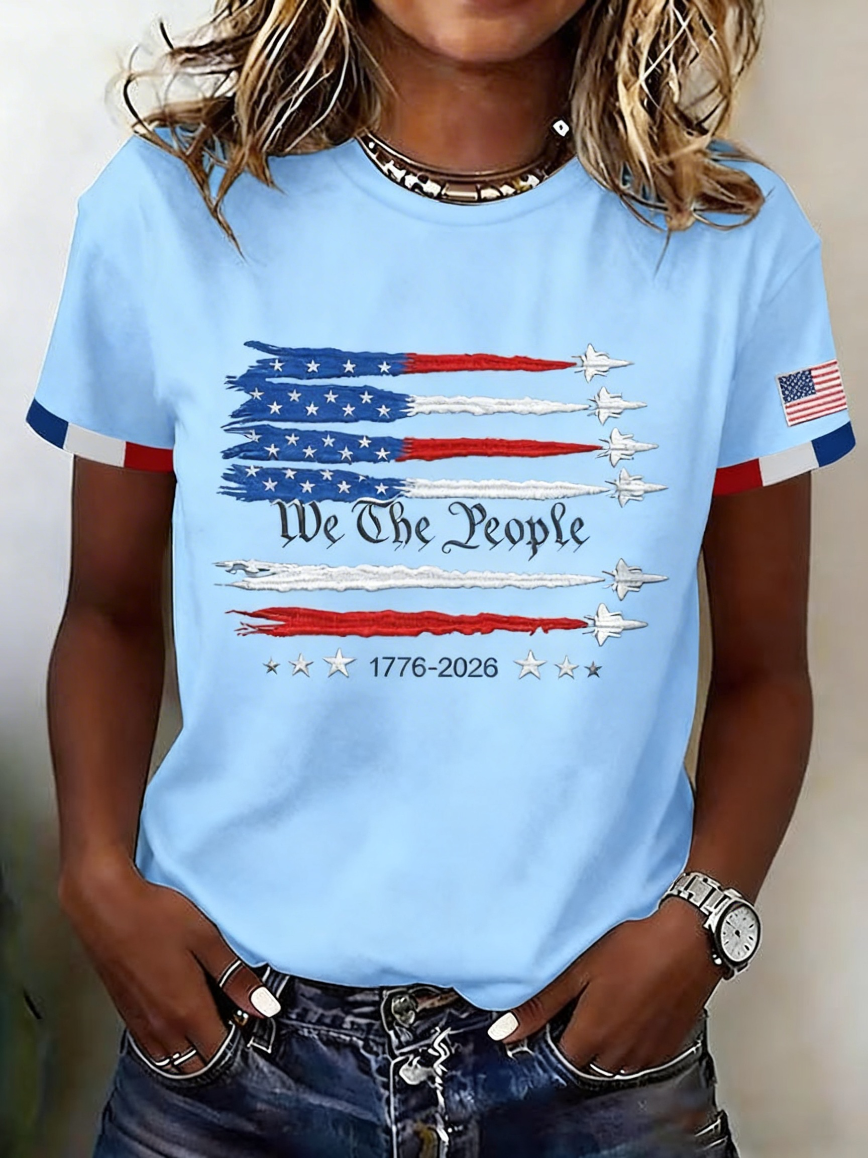 We The People 1776-2026 Patriot Fighter Jet Anniversary Tee
