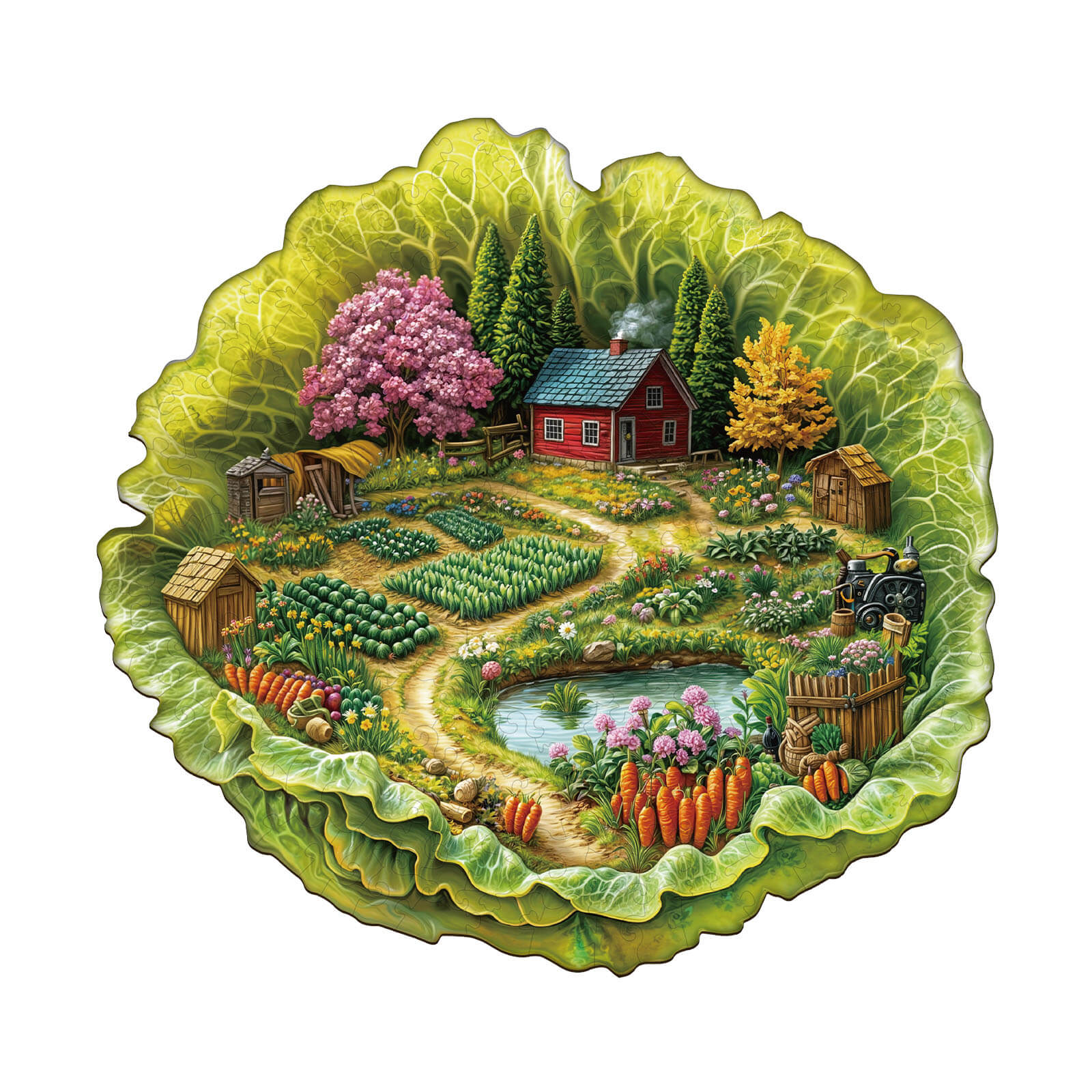 Lettuce Spring Farm Wooden Jigsaw Puzzle
