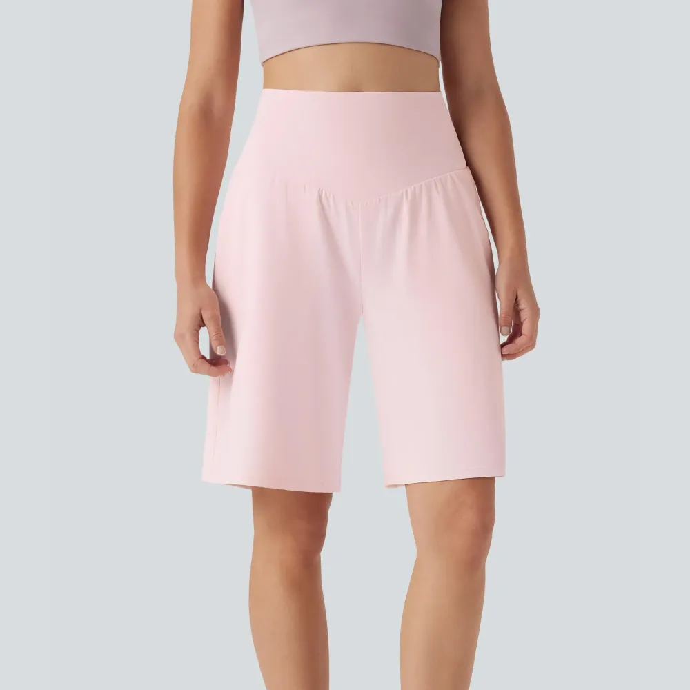 Airy High Waisted Pockets Cool Touch Yoga Bermuda Shorts