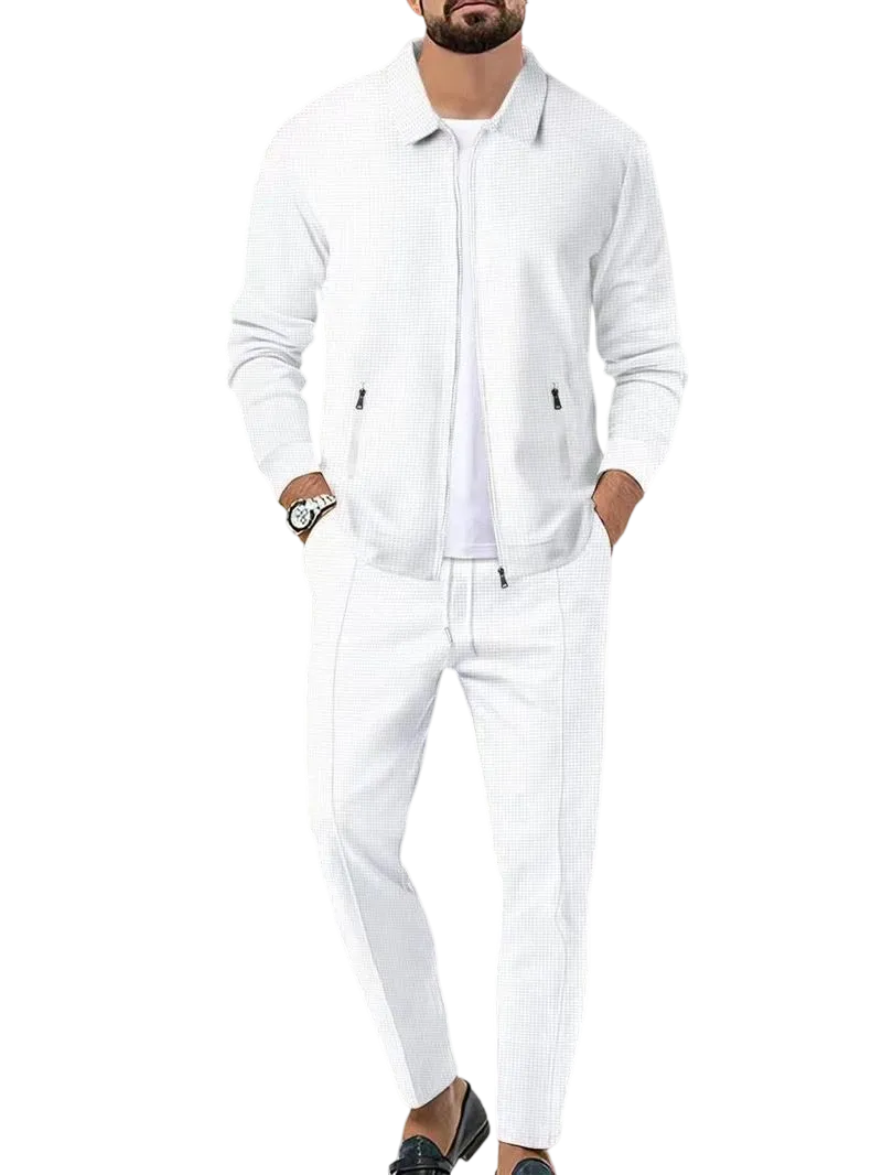 Men's solid color sports two-piece set