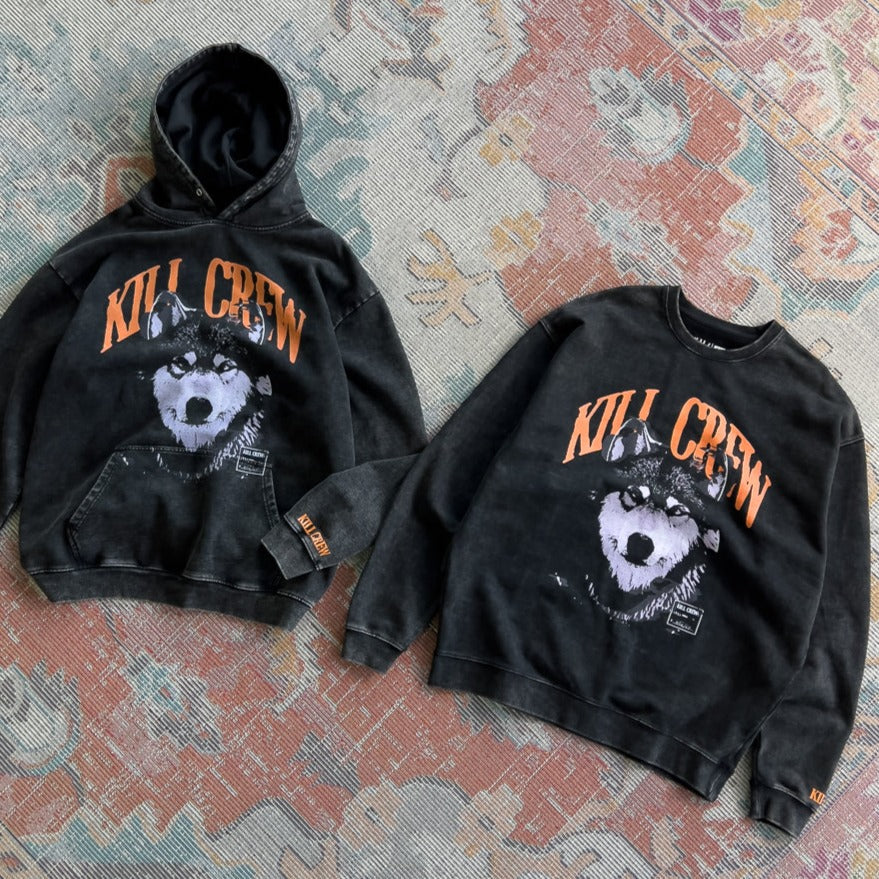 OVERSIZED HEAVYWEIGHT ROGUE WOLF CREW NECK - BLACK