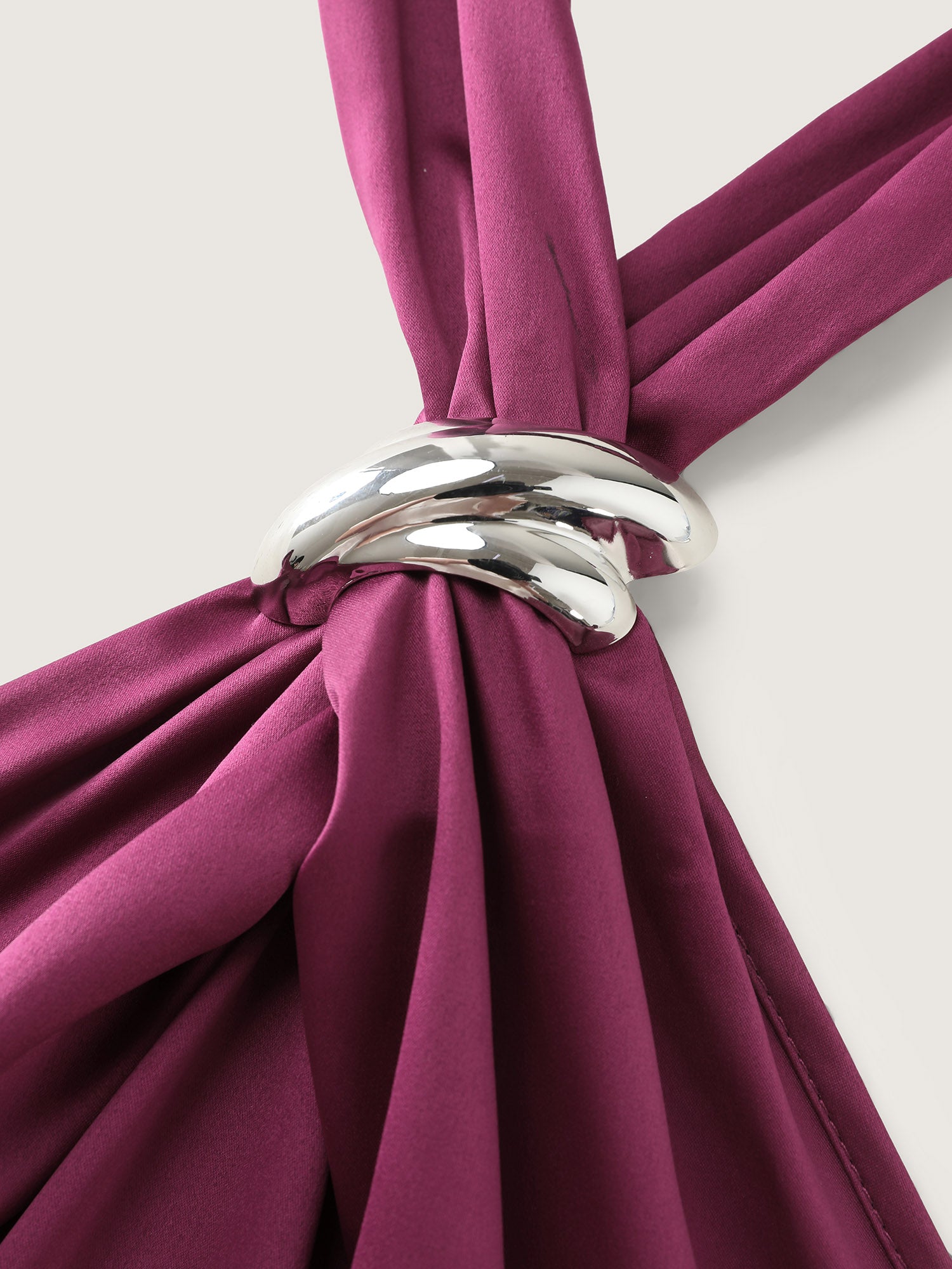 Halter Neck Metallic Detail Satin Maxi Dress