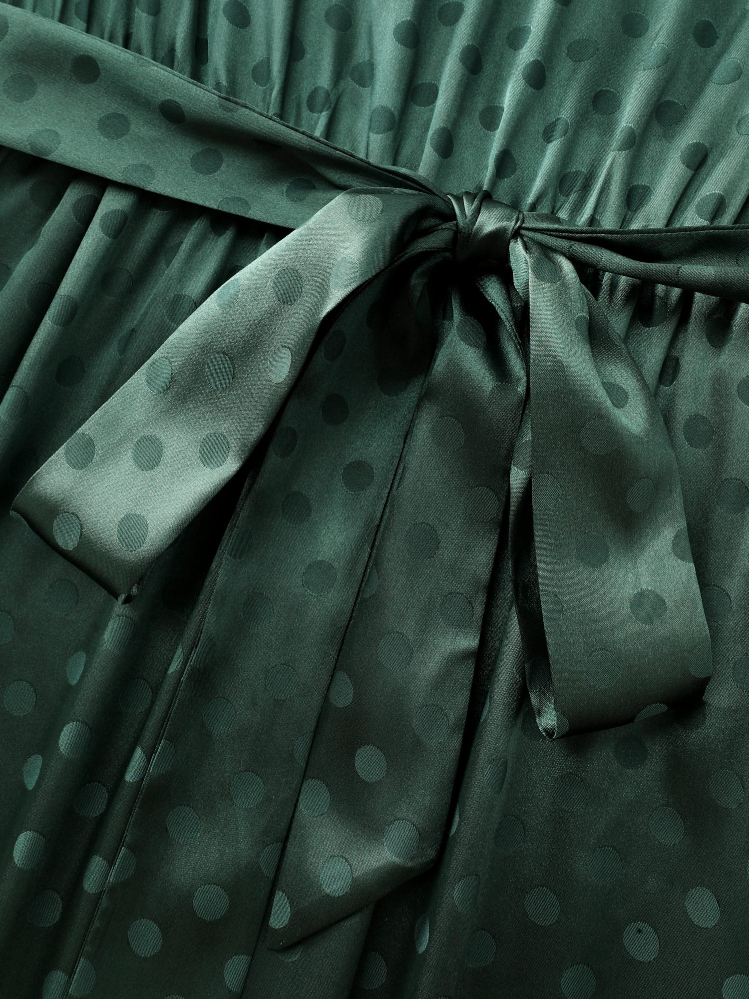 Polka Dots Jacquard Layered Ruffled Sleeve Midi Dress