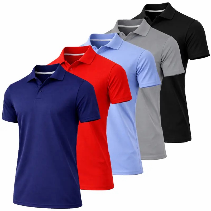 Men's 6-Pack Dry Fit Moisture-Wicking Polo Shirts – Ribbed Sleeve Casual Wear