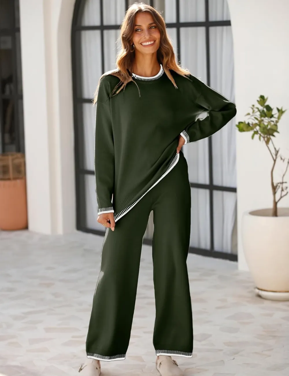 Women's 2-Piece Sets Spring Outfits Chic Comfortable Elastic Loungewear