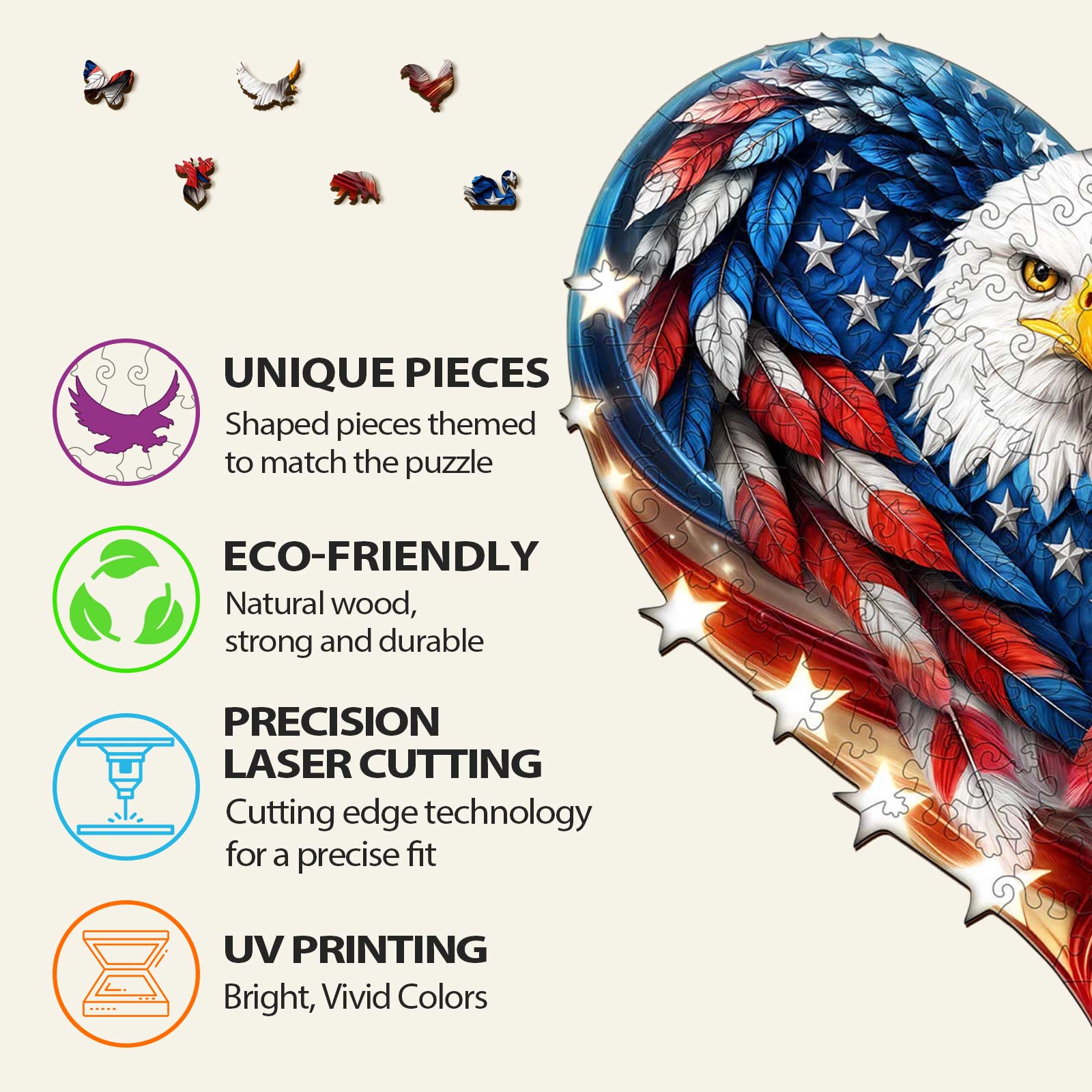 Patriotic Eagle-2 Wooden Jigsaw Puzzle
