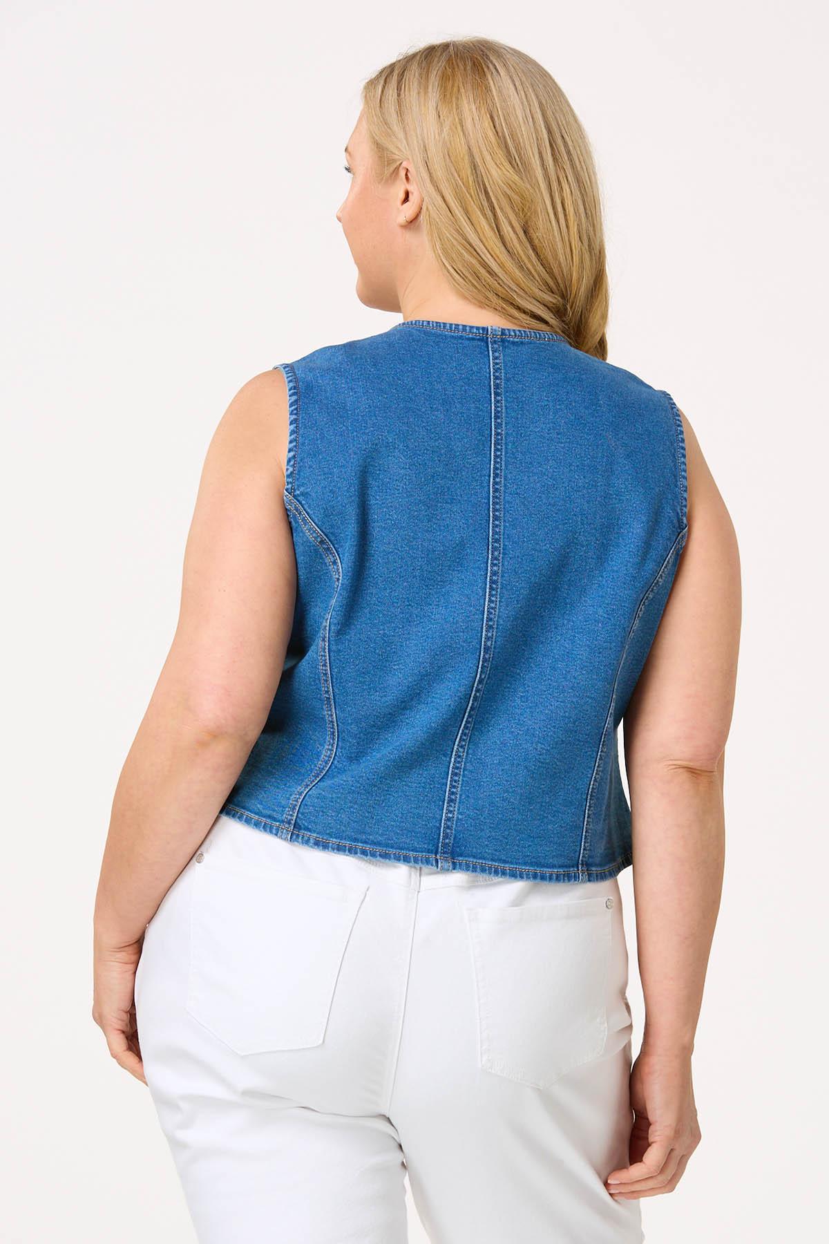 Plus Size Denim Vest