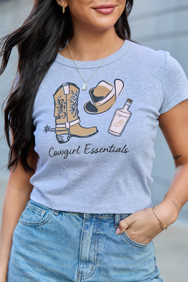 Cowgirl Essentials Heather Grey Baby Graphic Tee