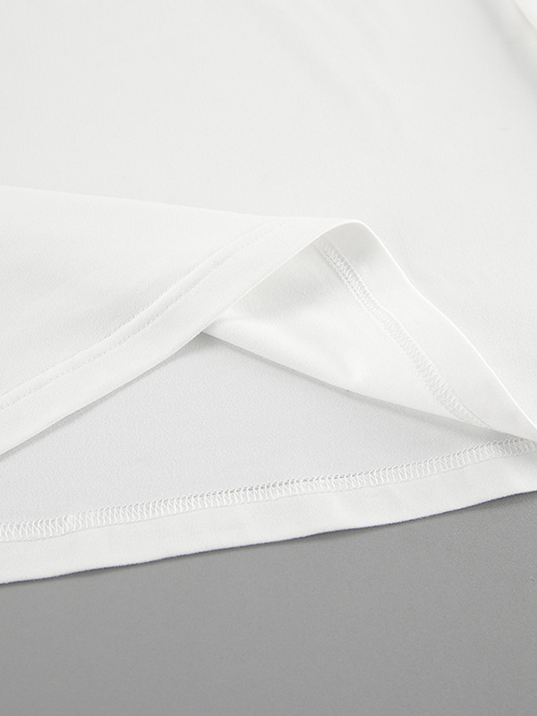 Asymmetric Knot Pleated Solid Color Long Sleeves Skinny Round-Neck T-Shirts Tops