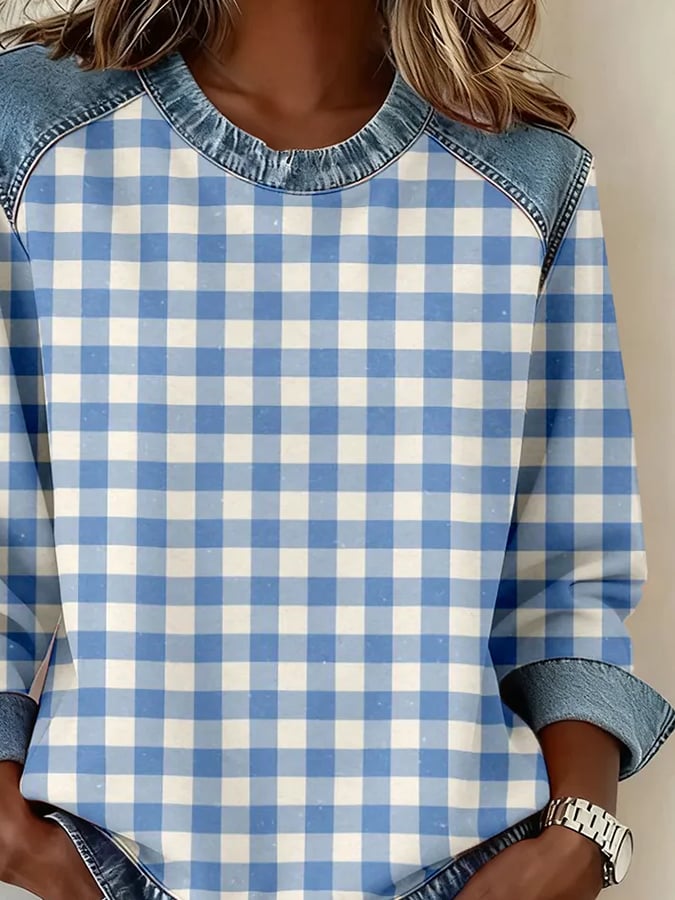 Women'S Casual Round Neck Printed Pullover Sweatshirt