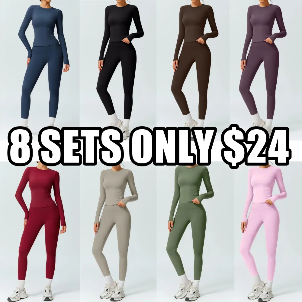 Women's Solid Color Long Sleeve Tee & Leggings Tracksuit Set