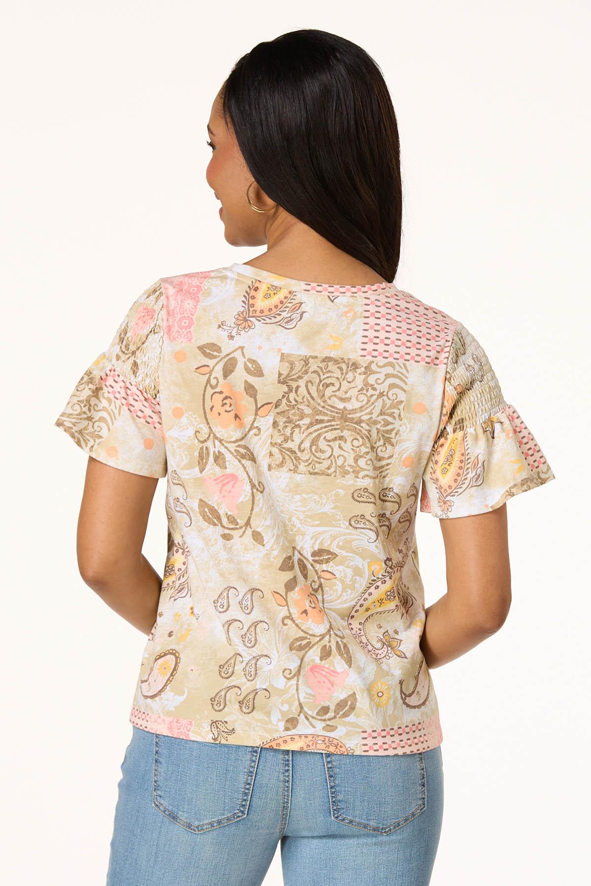 Paisley Smocked Sleeve Top