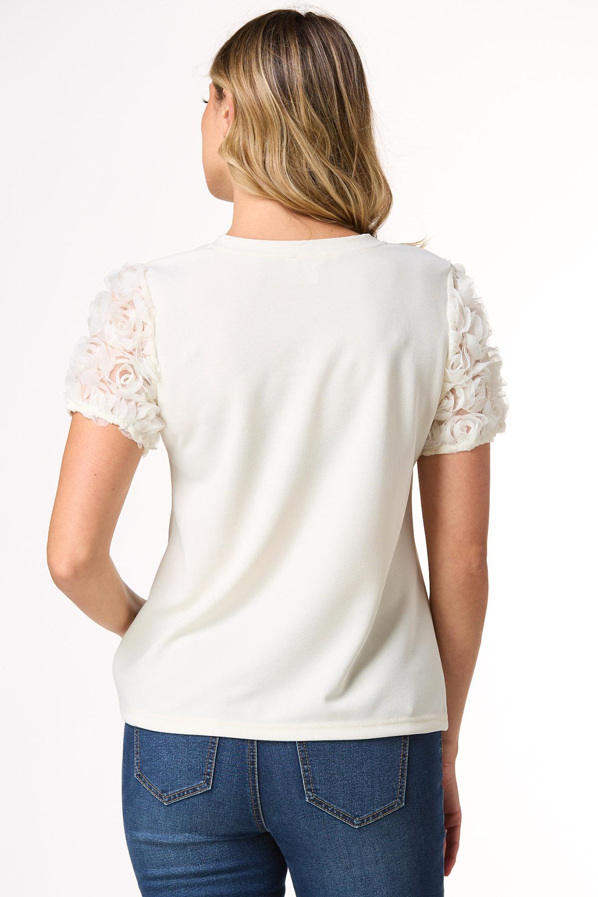 Mesh Blossom Sleeve Top