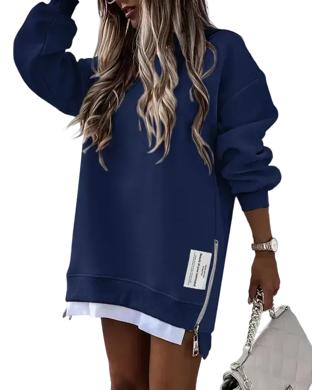 Women's pullover sweatshirt with slit casual dress
