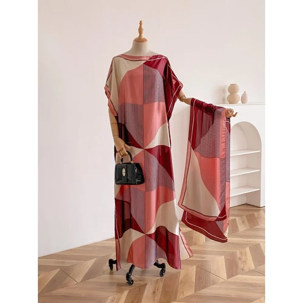 Women's Print Long Scarf & Poncho Set