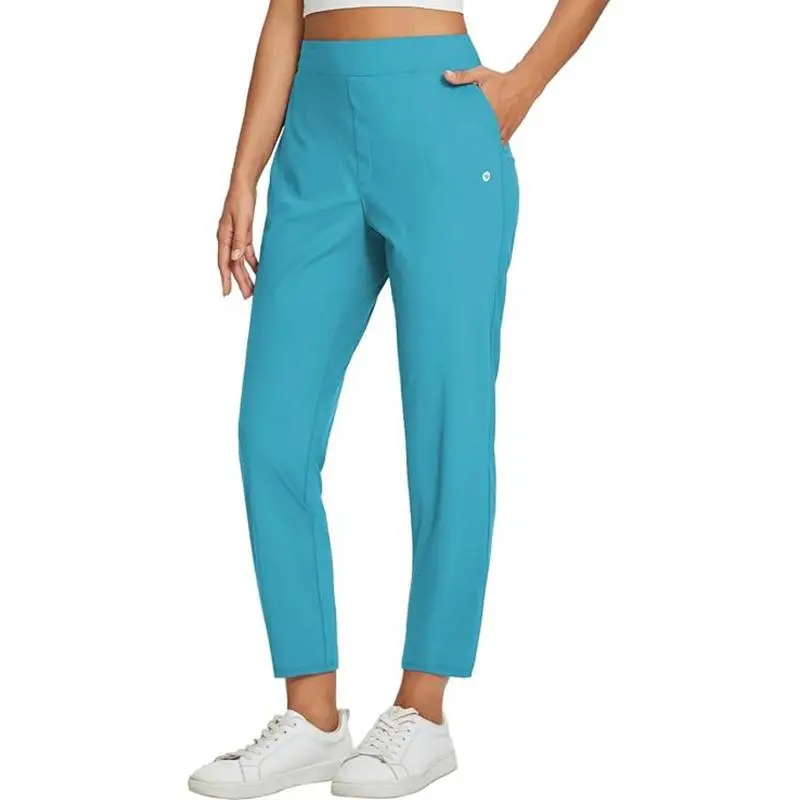 Women's Lightweight Breathable Soft  Ankle Pants Business Casual Summer Silky with Zipper Pockets Stretch Petite