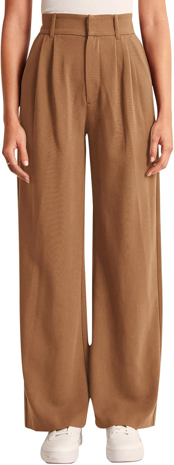 High-Waisted Work Pants for Women – Business Casual Office Trousers with Pockets