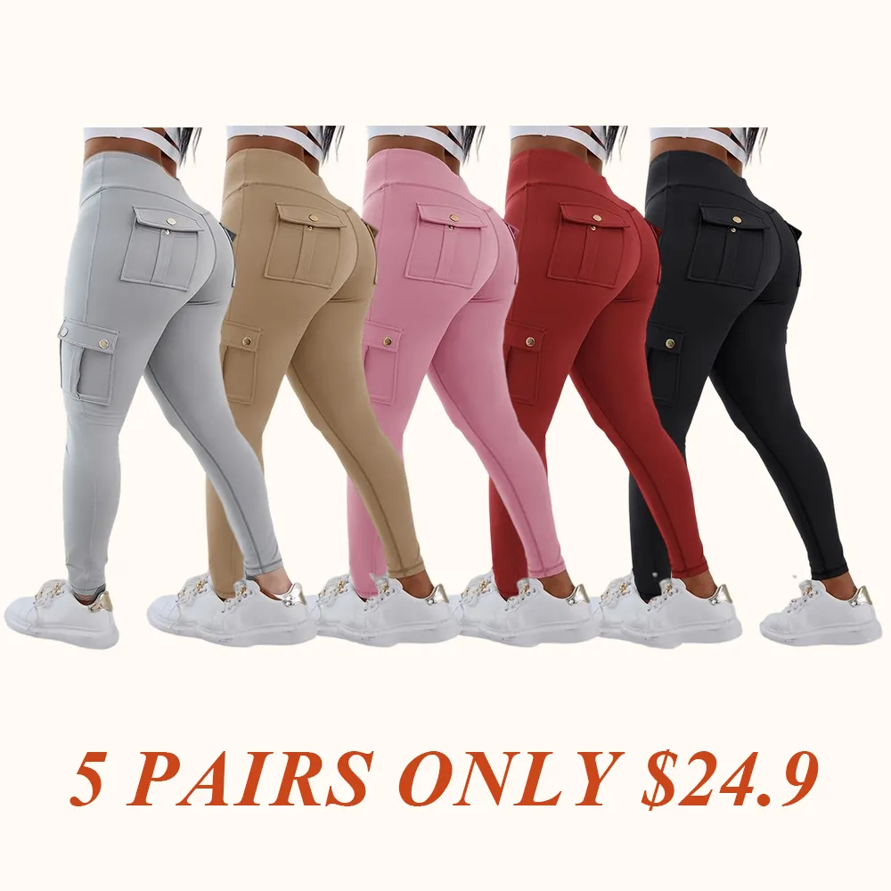 Womens Butt Lifting Leggings with Flap Pockets High