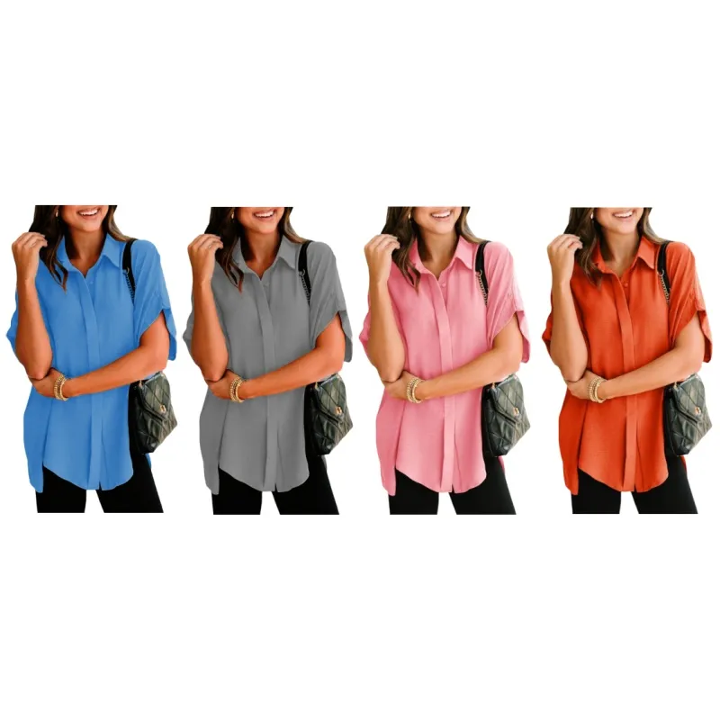 Women's Casual V Neck Button Down Shirts  (Just $3 Each!)