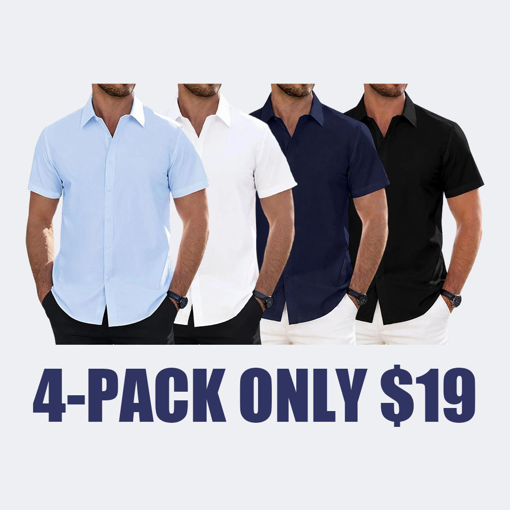 Alimen Stain-Resistant Short Sleeve Dress Shirt - Waterproof & Classic Style