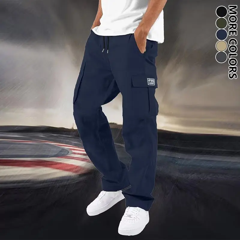 Men's stylish and simple cargo pants with side patch pockets