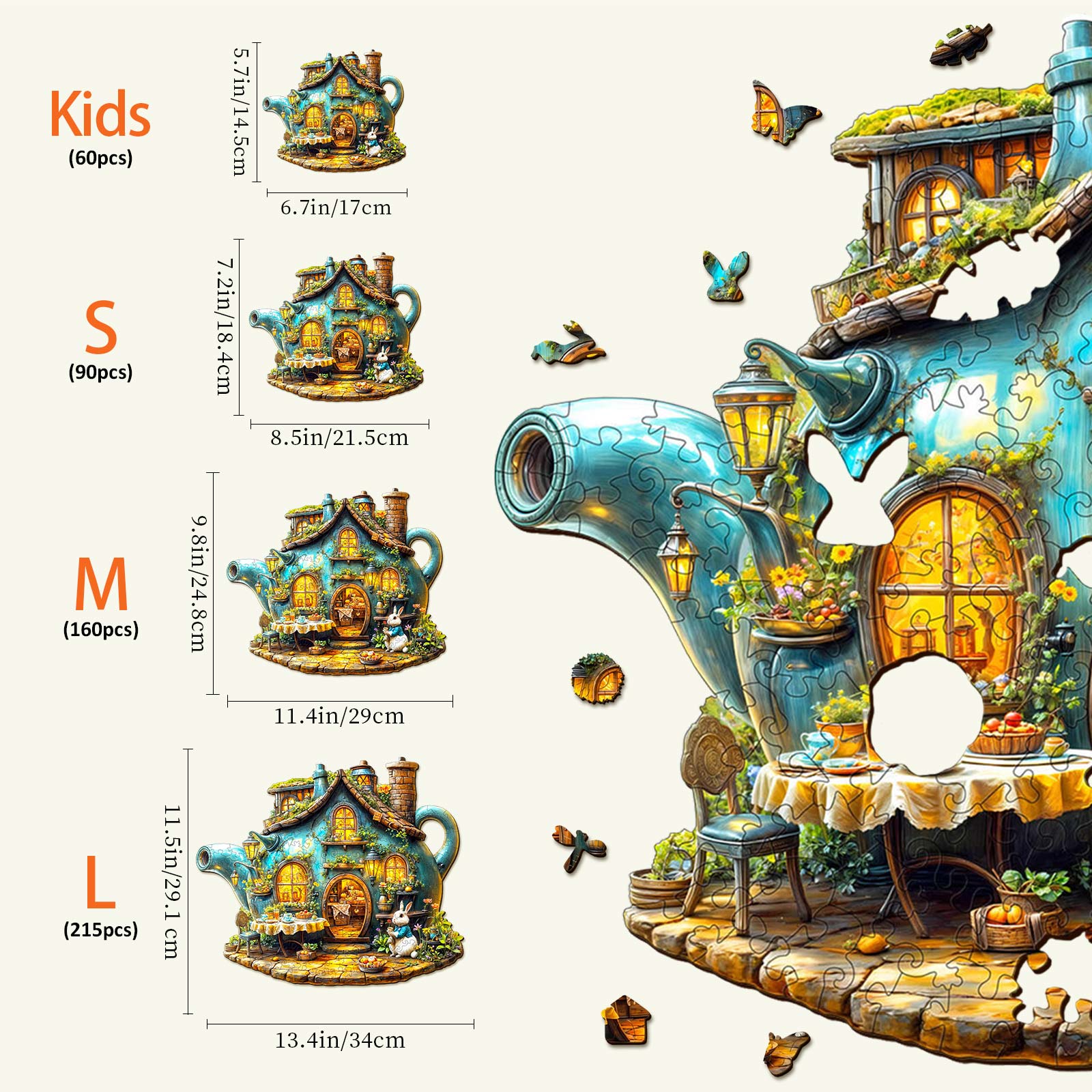 Rabbit's teapot Wooden Jigsaw Puzzle