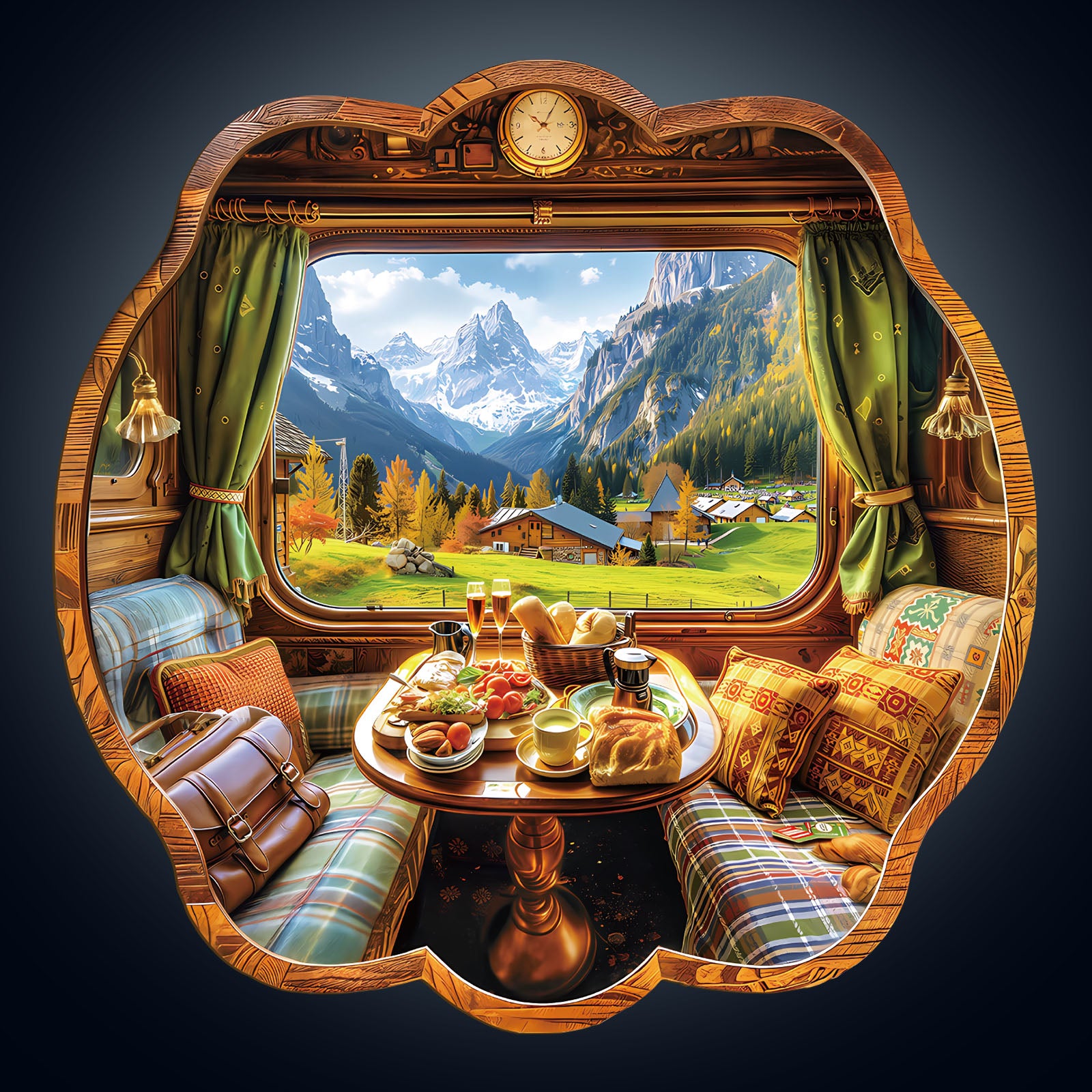 Car window scenery Wooden Jigsaw Puzzle