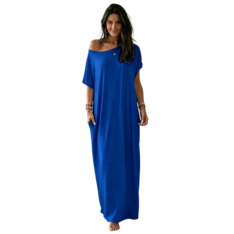 Women's Solid Color Batwing Sleeve Lounge Dress