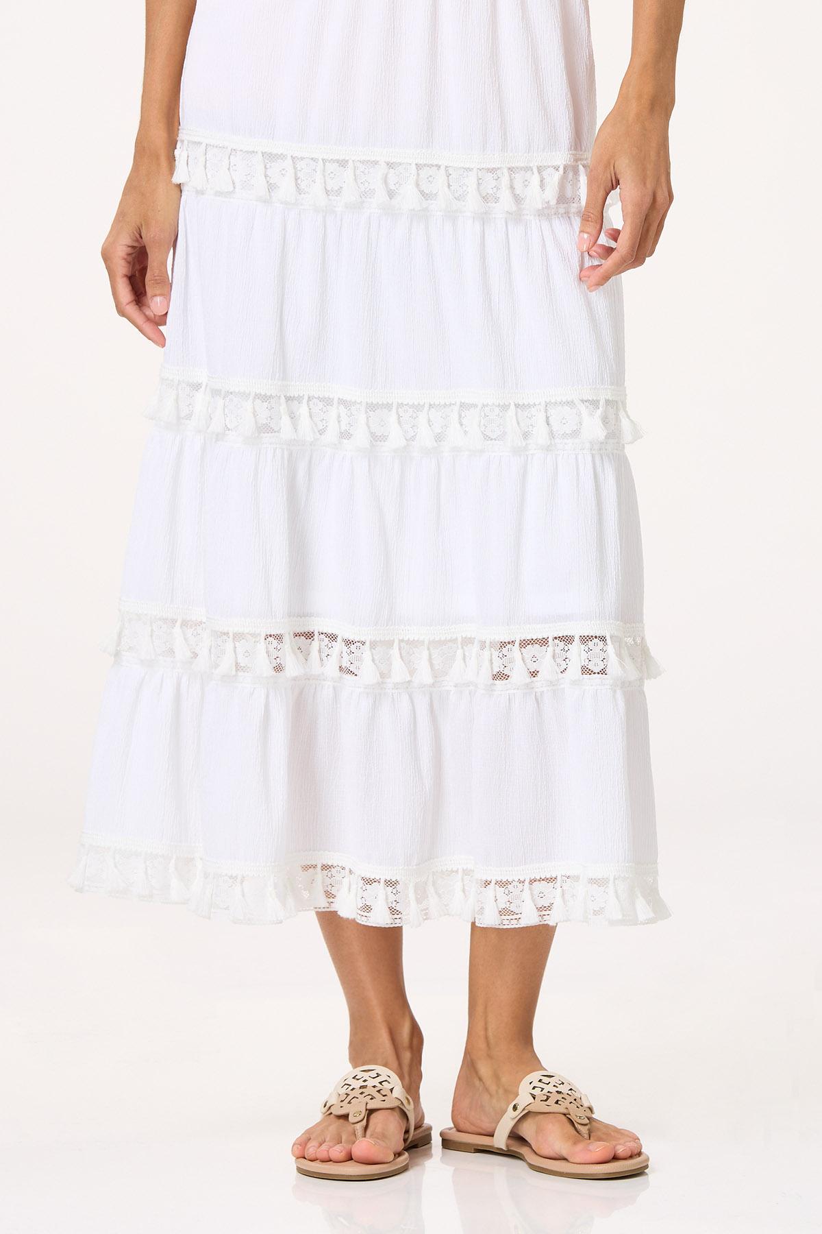 White Tasseled Maxi Skirt
