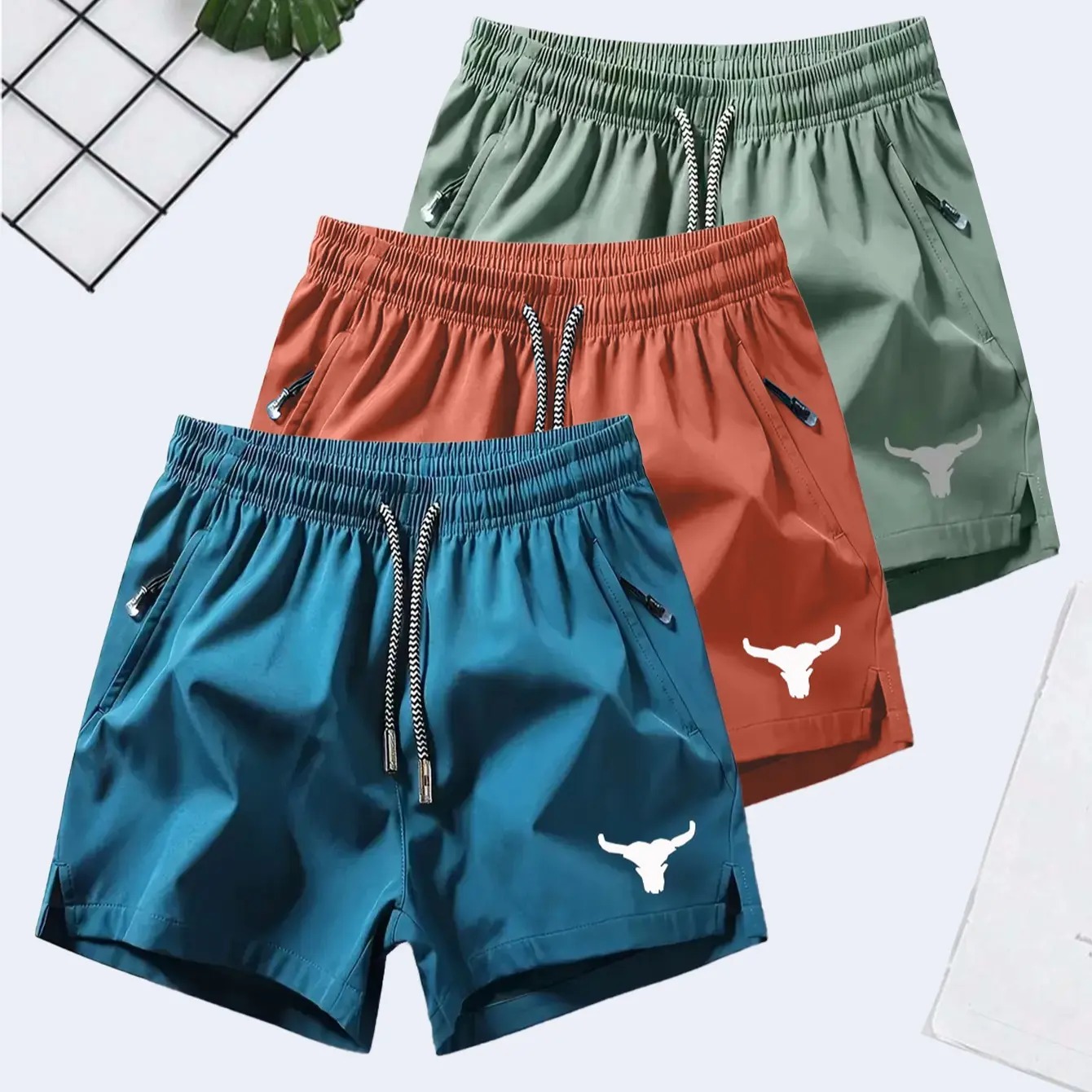 Unisex Lightweight Gym Shorts – Bull Head Graphic Training Shorts