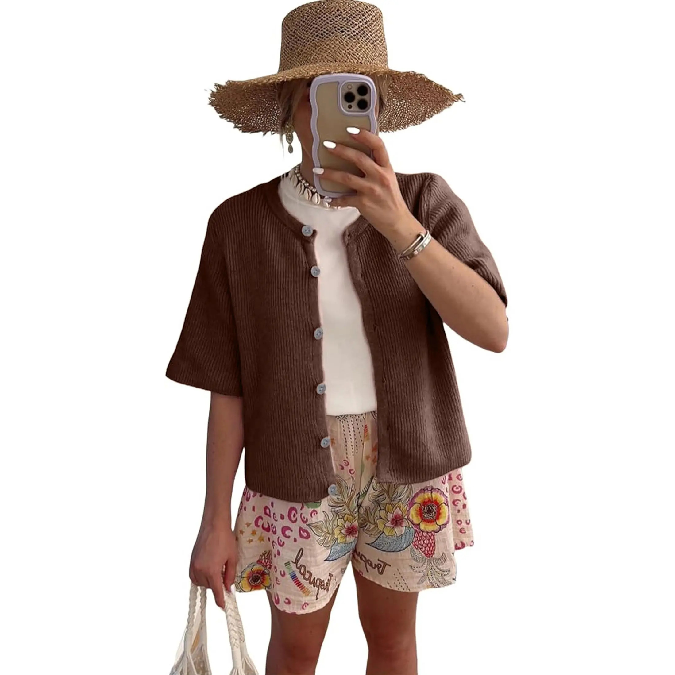 🔥 Women's Lightweight Cardigan Short Sleeve Button-Down Summer Cardigan Sweater