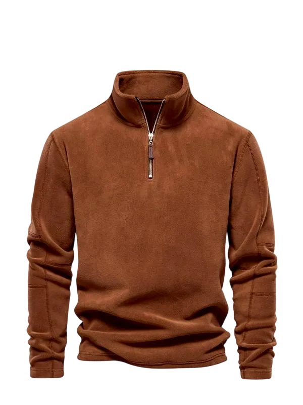 Men's Solid Half Zip Funnel Neck Polar Fleece Sweatshirt