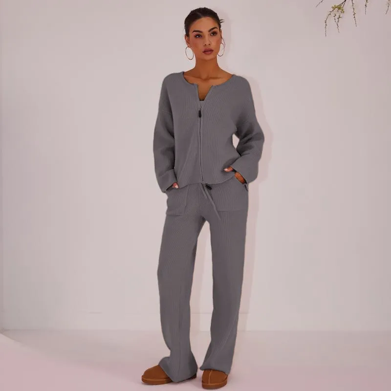 Women's Oversized Knit Sweater & Wide-Leg Pants Set