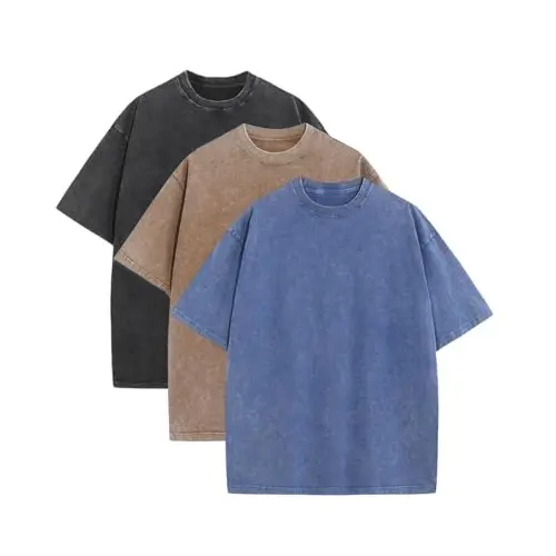 1/4 Pack Oversized Tshirts for Men Gym Vintage Heavyweight T Shirts Cotton Workout Acid Wash Baggy Tees