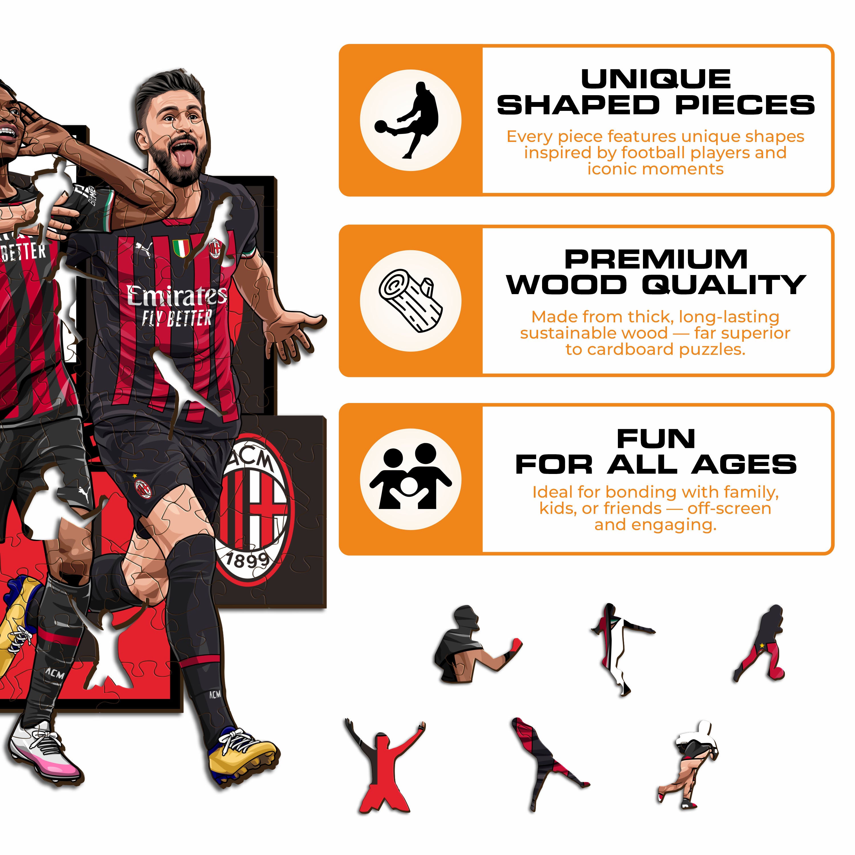 AC Milan® 5 Players - Wooden Puzzle