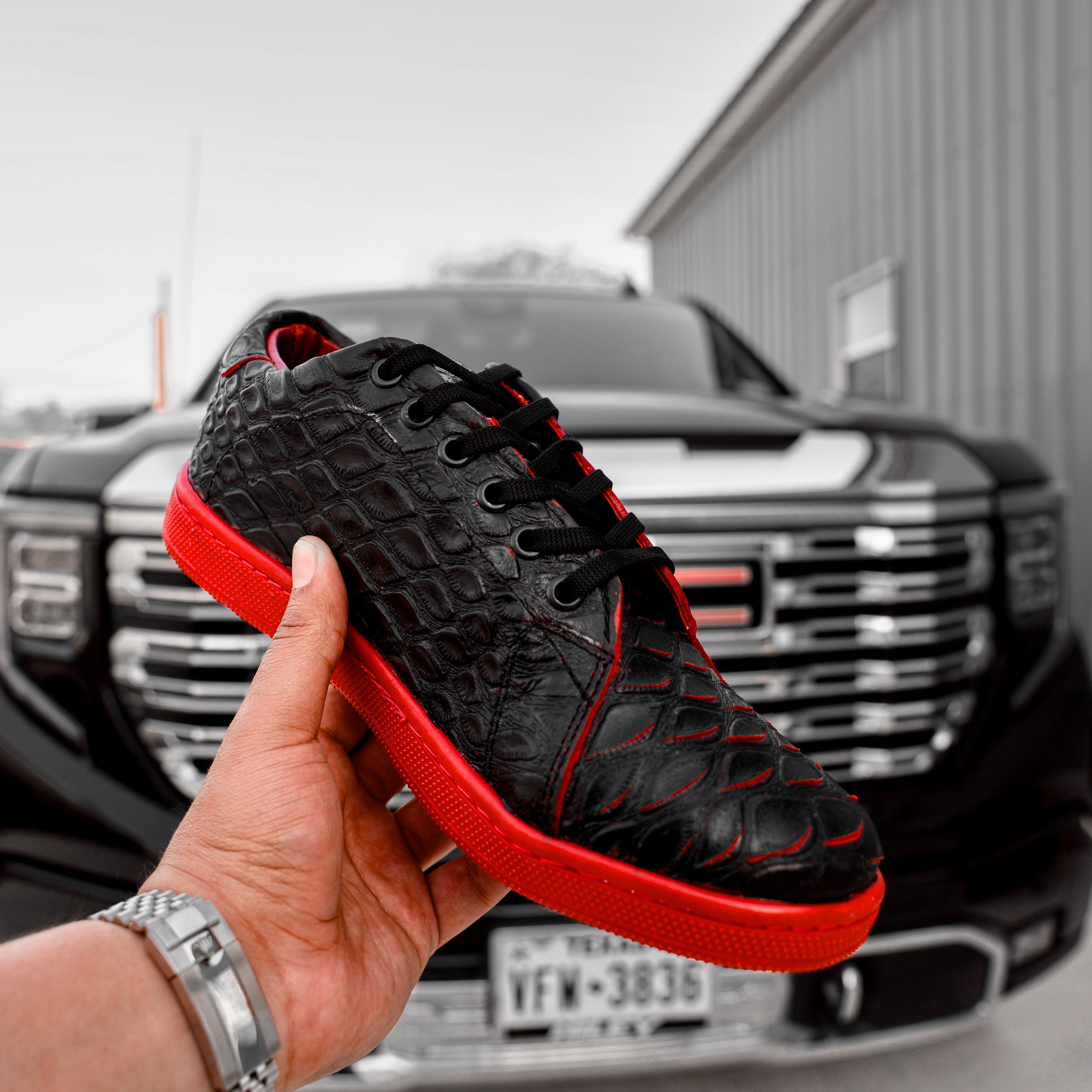 Black/Red Anteater Leather Shoes