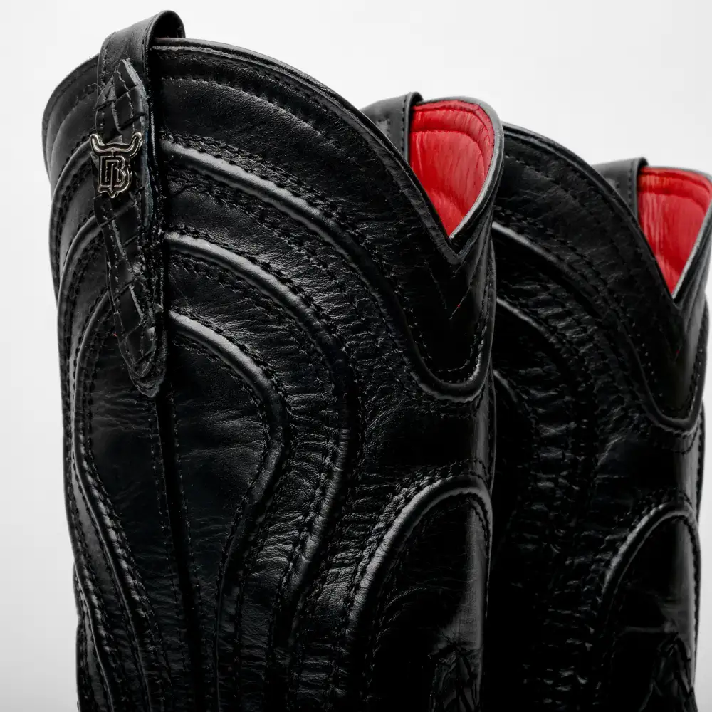 Black Basketweave Leather Boots - Square Toe