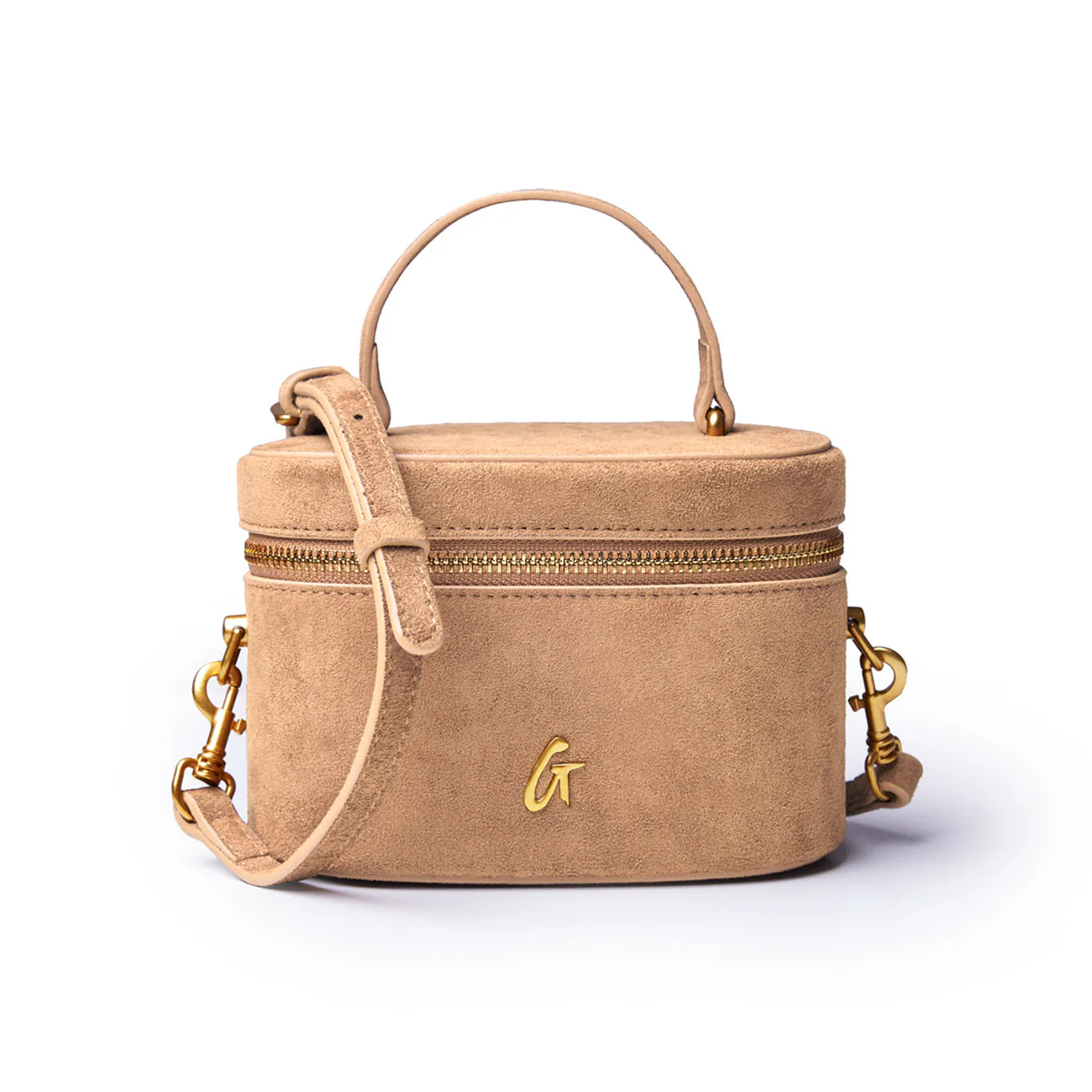 MINI SUEDE VANITY BAG - TAN