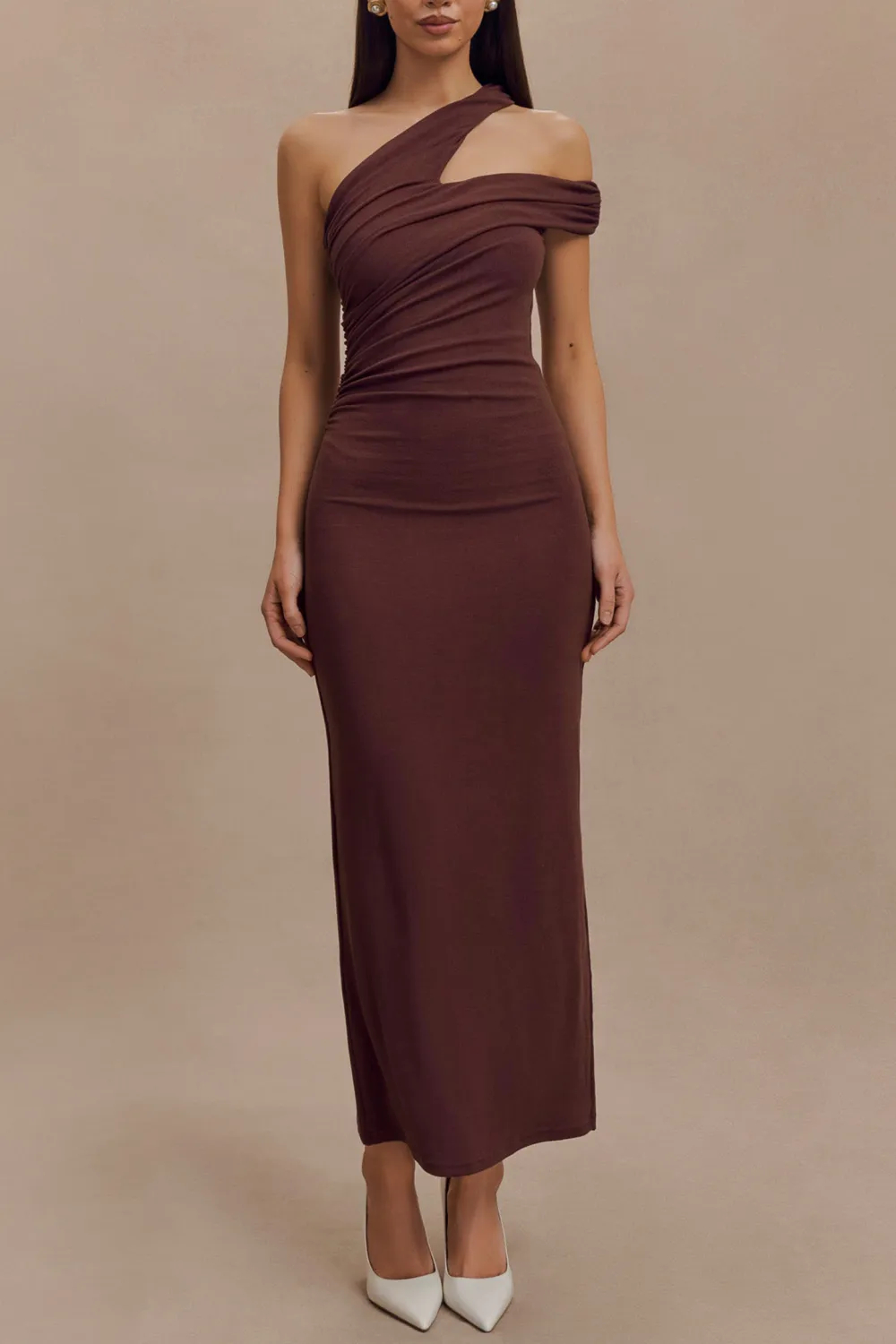 One Shoulder Modal Midi Dress