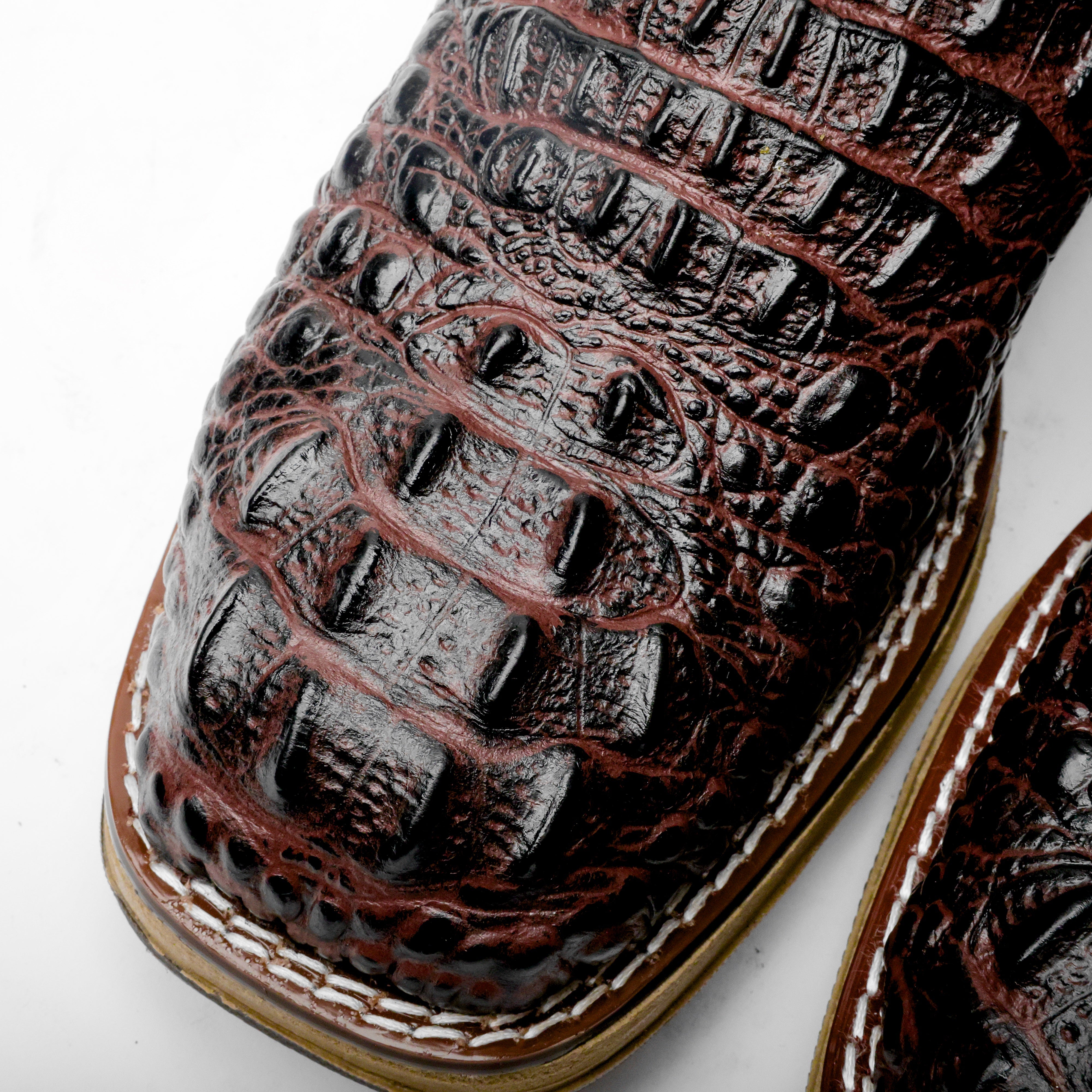 Brown Caiman Neck Leather Boots With 3D Lightweight Sole - Composite Toe