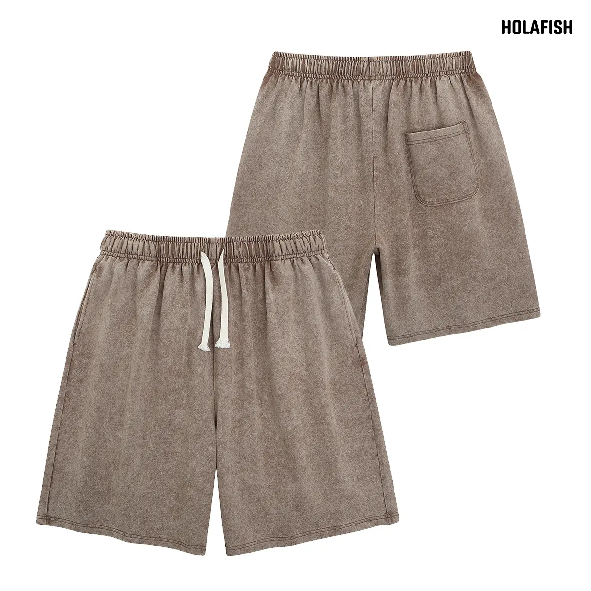 Holafish Retro Acid Wash Basic Unisex Tee & Shorts Cotton,7