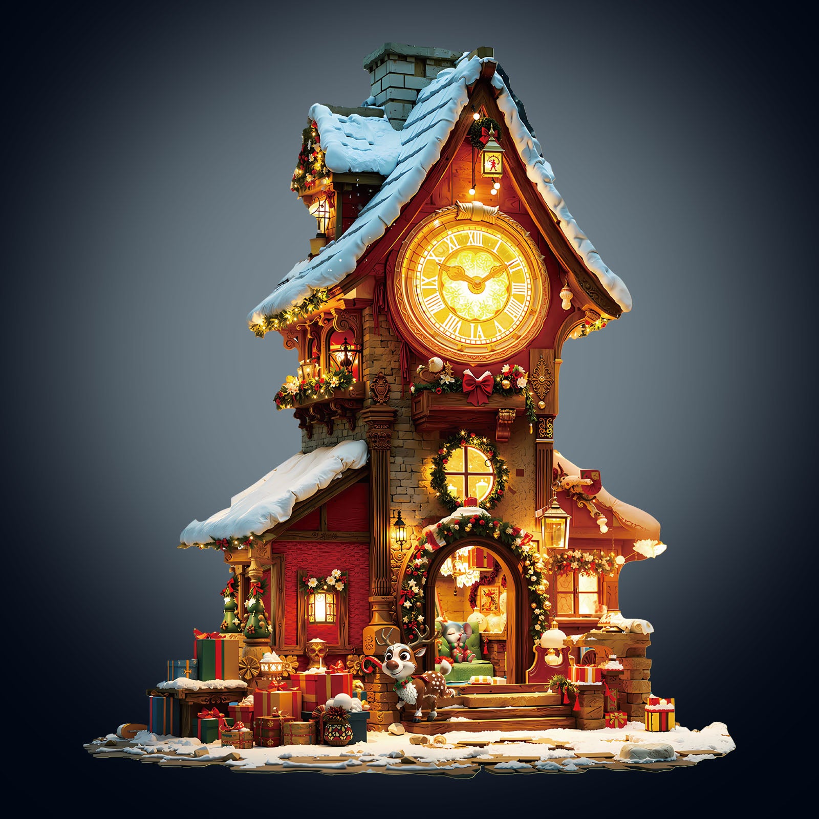 Christmas Clock Tower-2 Wooden Jigsaw Puzzle