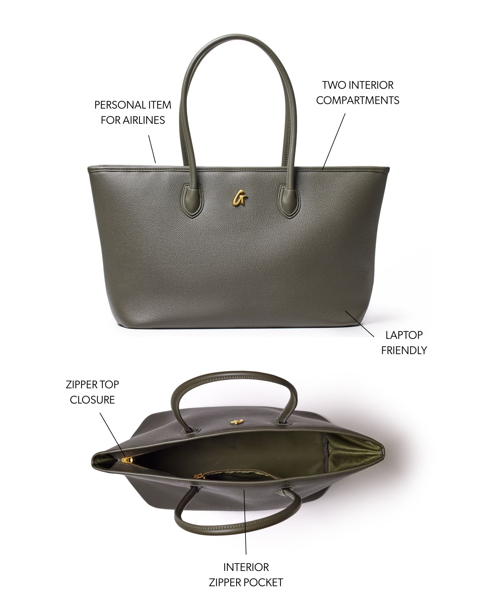 PEBBLE TOTE BAG - OLIVE GREEN