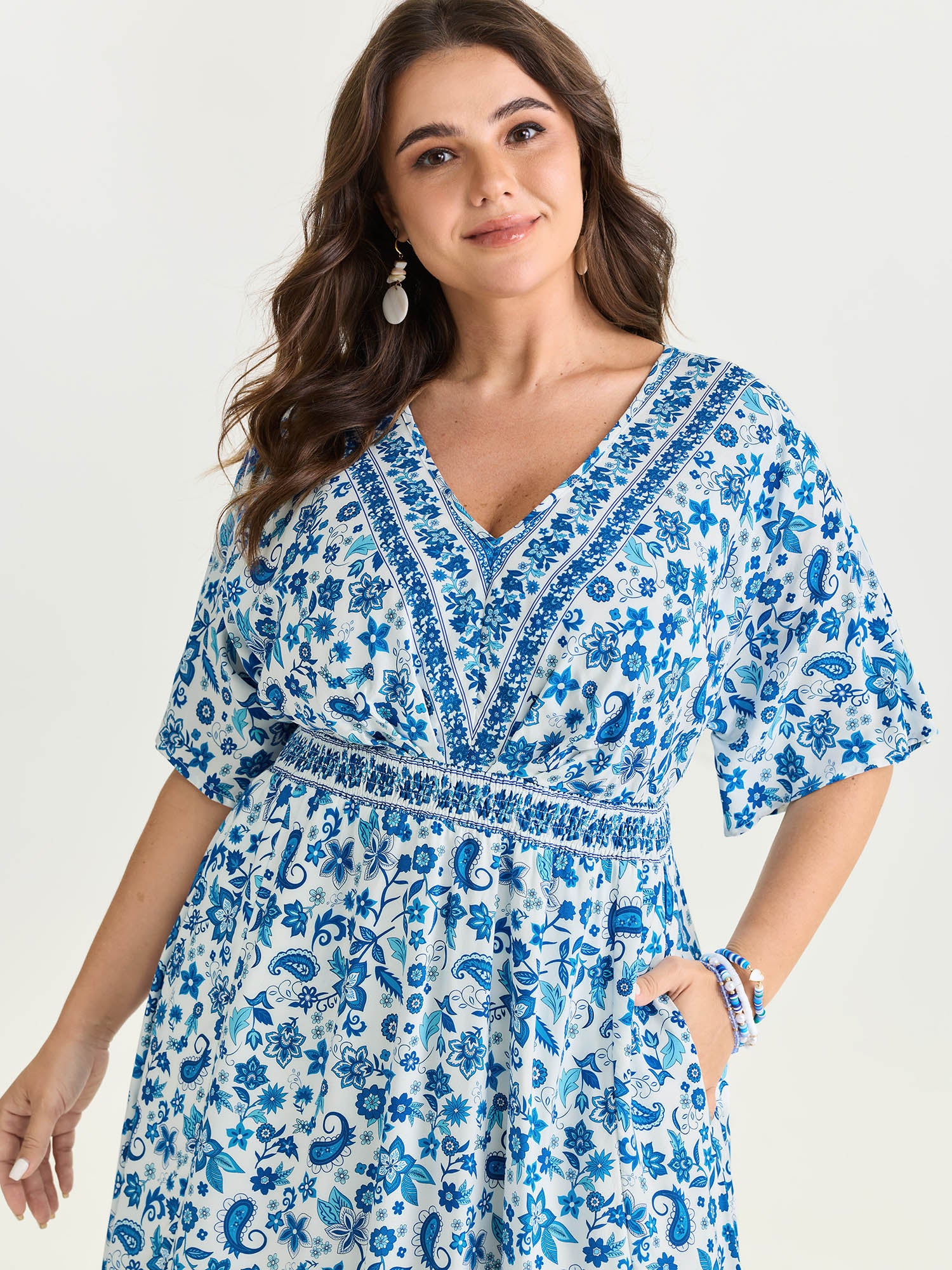 Paisley Floral Print Split Hem Maxi Dress