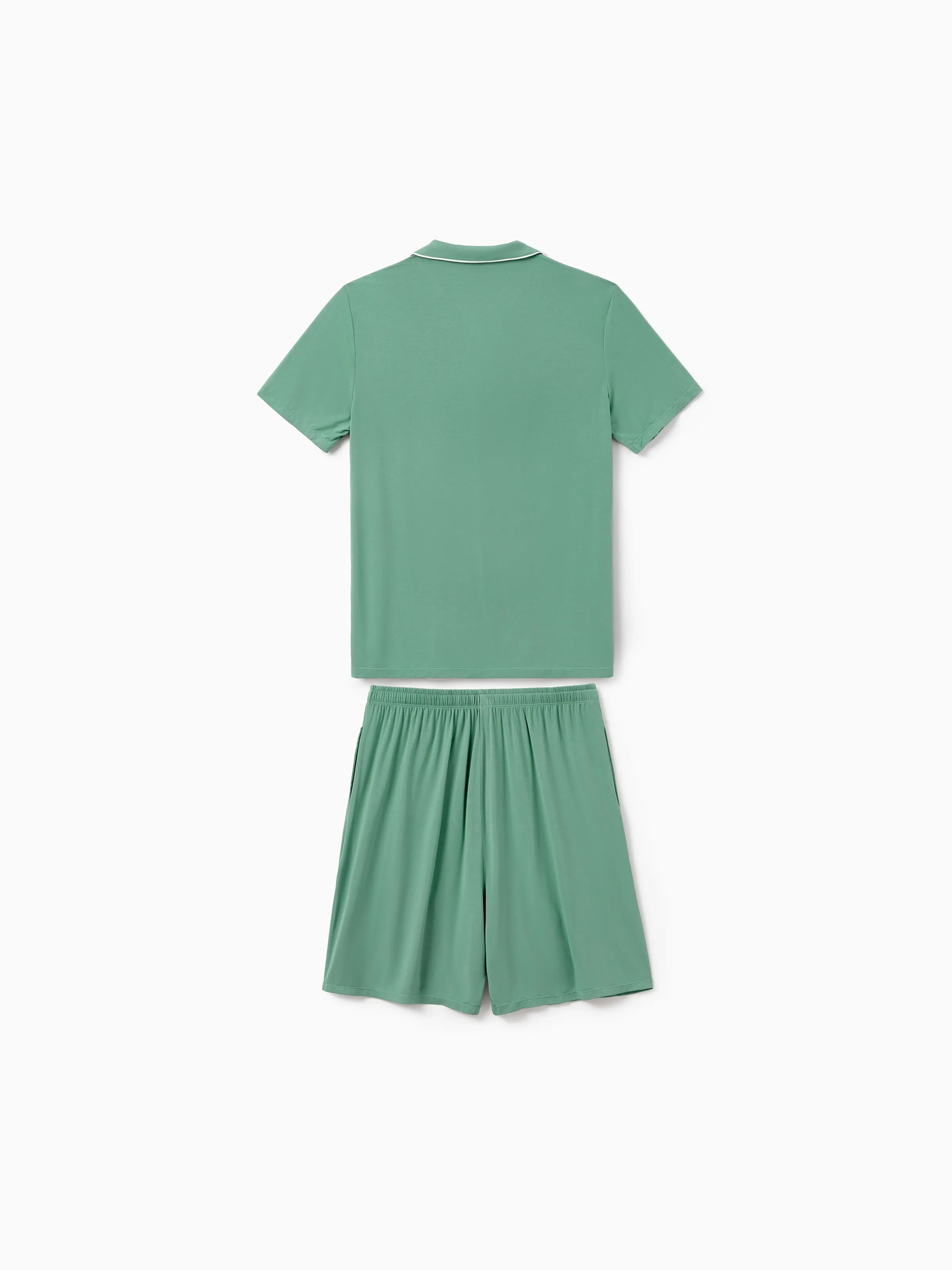 Family Matching Bamboo Pajamas Buttery Soft Bamboo Viscose PJs for Men Women Kids Toddler Baby, Solid Color Short Sleeve Shirt & Shorts Sleepwear Green