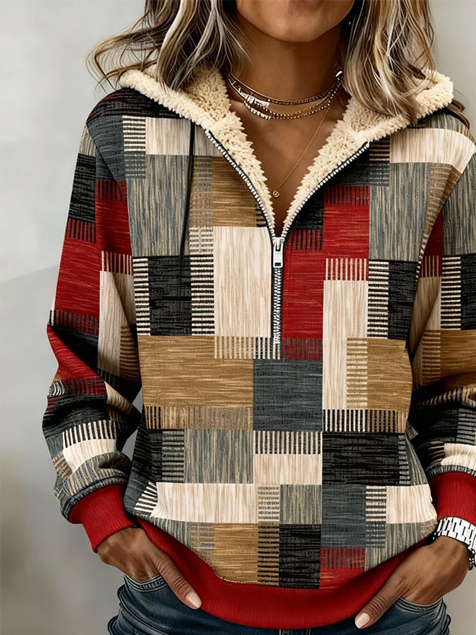 Women'S Casual Loose Color-Blocked Sweatshirt