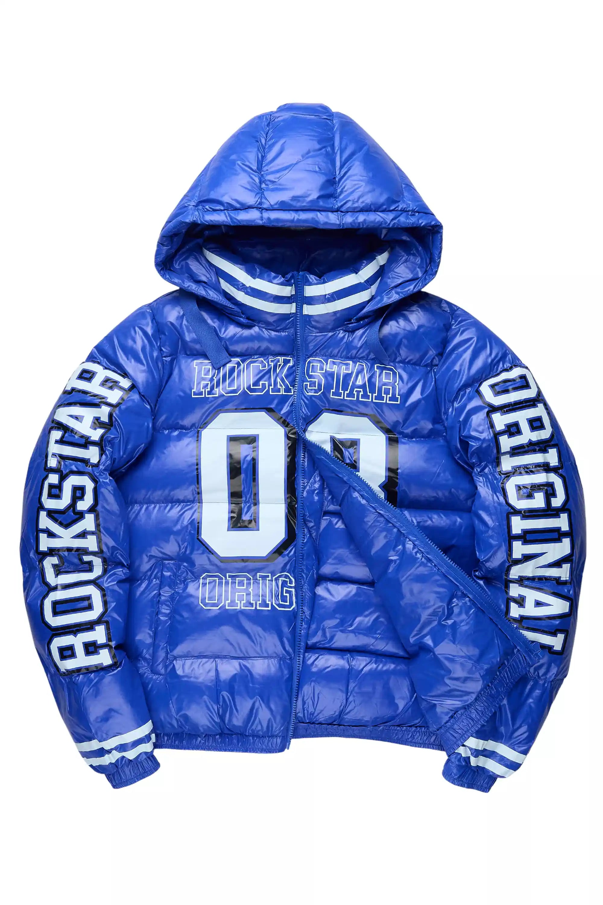 Kymberly Royal Blue Varsity Puffer Jacket