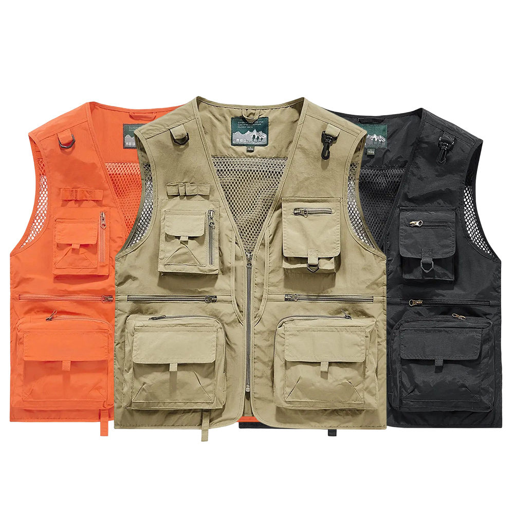 Made from 100% nylon, anti-static design ensures safety (true size). Men’s fashion quick-dry mesh casual outdoor multi-pocket fishing photography vest/work vest jacket with multiple pockets, suitable for outdoor activities.