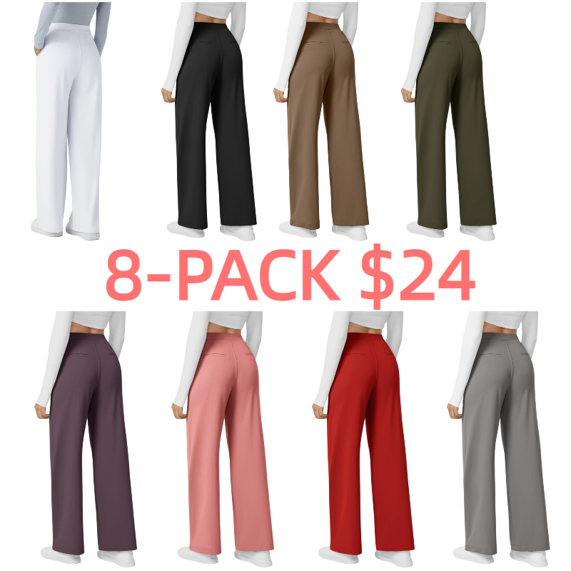 High Waisted Pocket Straight Leg Work Pants